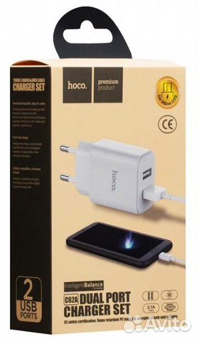 Сетевое зарядное устройство Hoco + кабель microusb