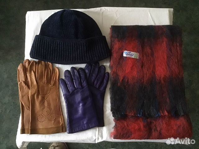 Шарф махеровый,шапка,перчатки,кожаный берет