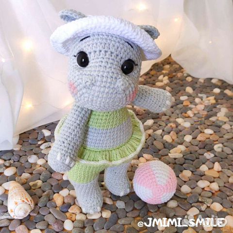Вязаный бегемот плюшевая игрушка