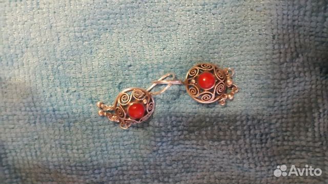 Серебряные серьги и кольцо с бирюзой и янтарем Серебряные серьги и кольцо с бирюзой и янтарем