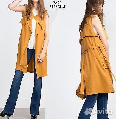 Плащ тренч Жилетка Zara горчичного цвета Плащ тренч Жилетка Zara горчичного цвета