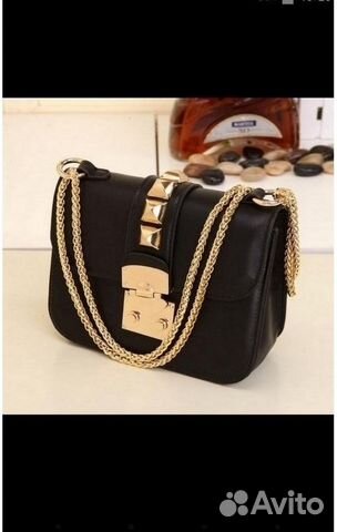 Сумка Валентино Черная Valentino Glam Lock Rockstu