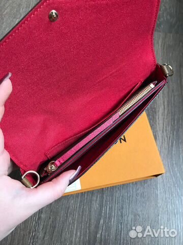 Клатч Louis Vuitton reverse кошелёк LV с красной к