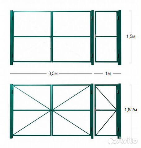 Ворота распашные и калитки для забора на дачу