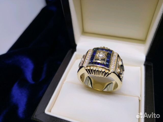 Золотое кольцо с Сапфирами и Бриллиантами Золотое кольцо с Сапфирами и Бриллиантами