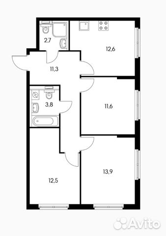 3-к квартира, 69 м², 5/13 эт.