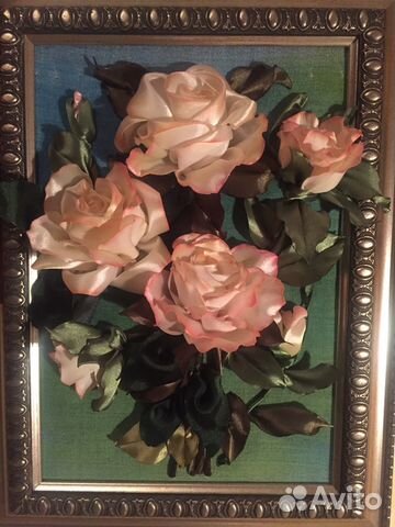 Яркие интерьерные картины, вышитые лентами.ручная Яркие интерьерные картины, вышитые лентами.ручная