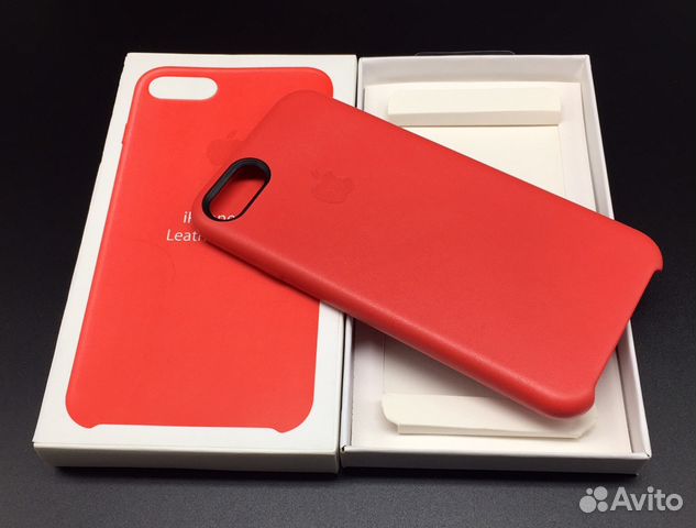 iPhone 8 Кожа Apple Leather Красный Чехол Коробка