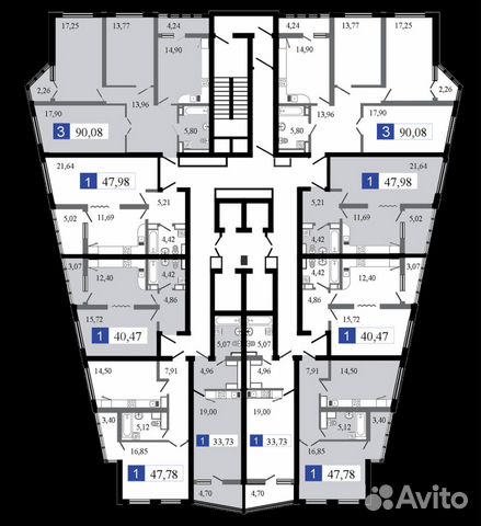 3-к квартира, 90 м², 18/24 эт. 3-к квартира, 90 м², 18/24 эт.