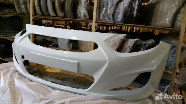 Бампер передний белый на Hyundai Solaris