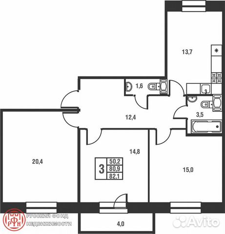 3-к квартира, 82 м², 19/20 эт.