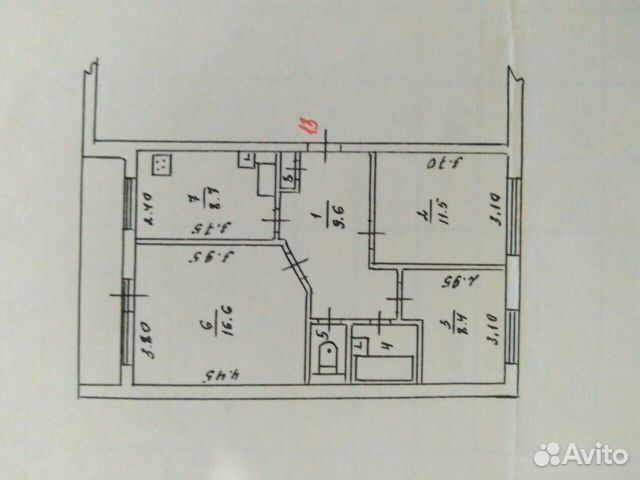 3-к квартира, 63 м², 5/5 эт.