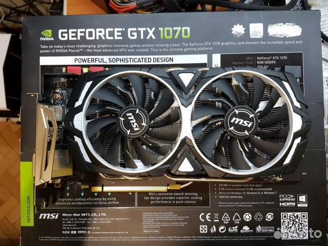 Msi Geforce Gtx 1070 8gb Armor Oc Kupit V Barnaule Bytovaya Elektronika Avito