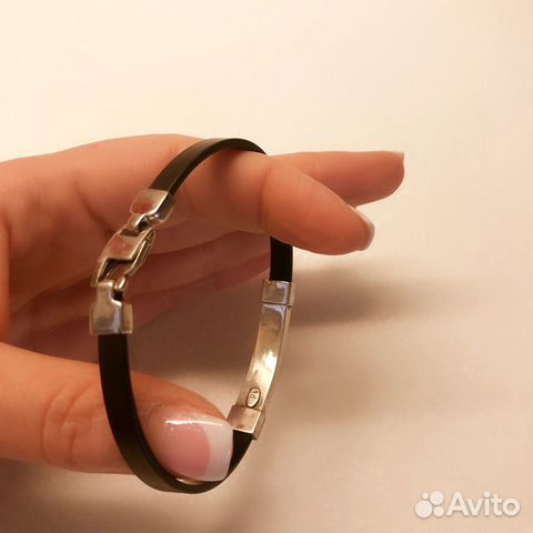 Браслет серебро, каучук Браслет серебро, каучук