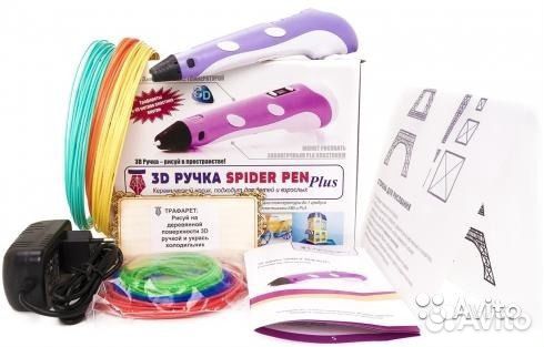 3д 3D ручка Spider+ с ЖК дисплеем + 40 м пластика