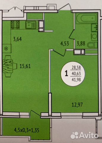 1-к квартира, 41.9 м², 5/16 эт. 1-к квартира, 41.9 м², 5/16 эт.