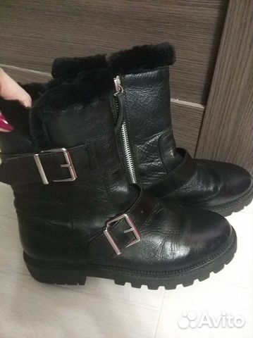 Зимние ботинки кожаные zara