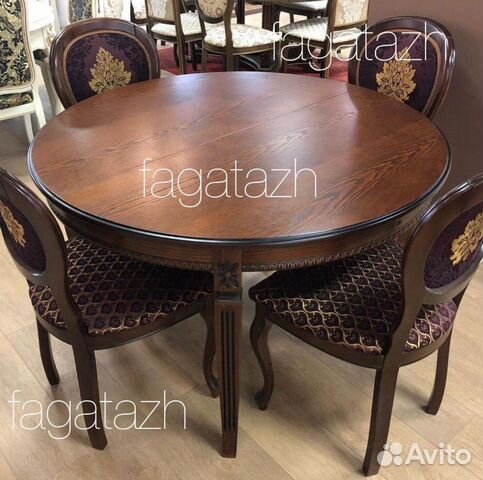 Обеденная группа, стол и стулья из массива бука