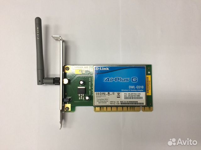 Wi-Fi PCI-адаптер D-Link AirPlusG DWL-G510