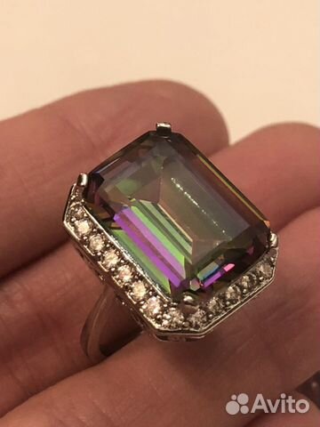 Кольцо с «топаз мистик» и цирконием