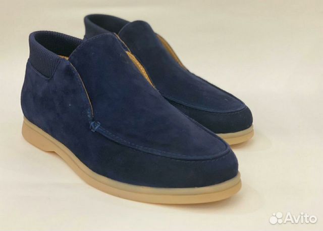 Лоферы синие Loro Piana Лоферы синие Loro Piana
