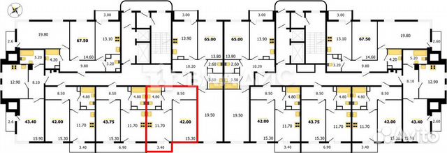 1-к квартира, 42 м², 5/19 эт.