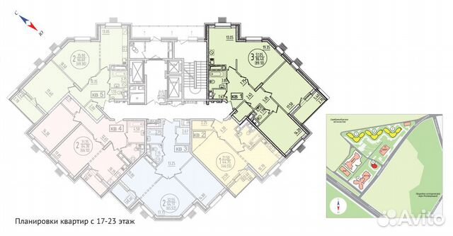 3-к квартира, 94 м², 17/23 эт.