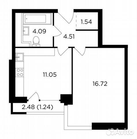 1-к квартира, 39.2 м², 24/26 эт. 1-к квартира, 39.2 м², 24/26 эт.