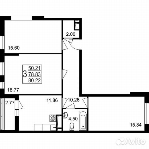 3-к квартира, 80.2 м², 4/8 эт. 3-к квартира, 80.2 м², 4/8 эт.