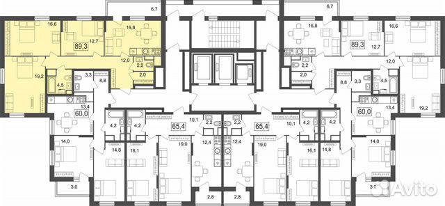 3-к квартира, 89.3 м², 4/25 эт. 3-к квартира, 89.3 м², 4/25 эт.