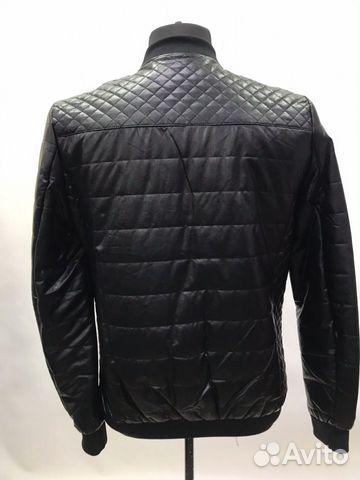 Мужская чёрная кожаная куртка L-XL