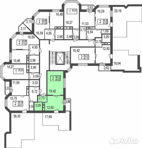 2-к квартира, 60.2 м², 7/7 эт. 2-к квартира, 60.2 м², 7/7 эт.