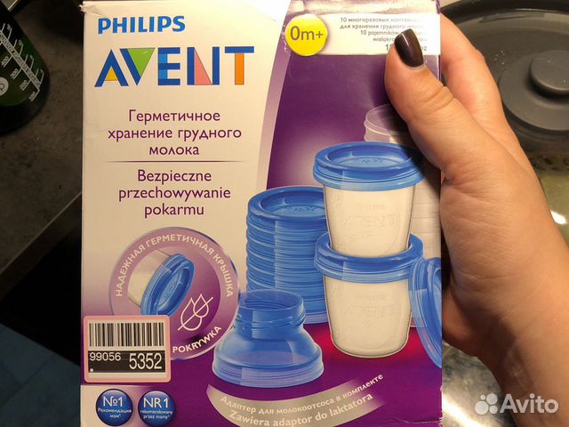 Контейнер philips avent с насадкой для молокоотсос