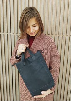 Кожаная сумка шоппер