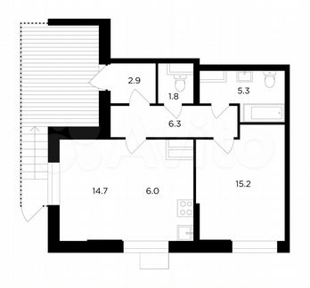 2-к квартира, 52.2 м², 1/19 эт.