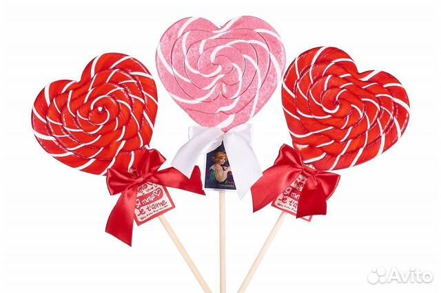 Карамель на палочке, леденец Сердце большое 120 г