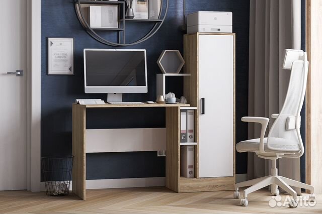 Стол компьютерный новый 1.35м сонома/крафт/белый