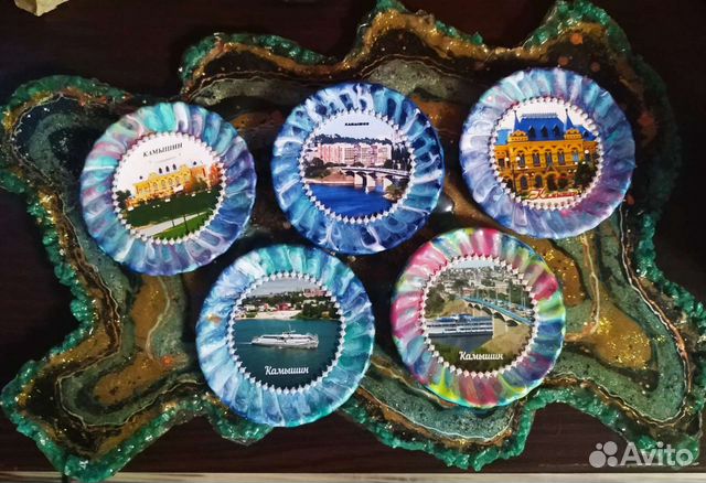 Тарелка (стекло, декупаж, ручная роспись)