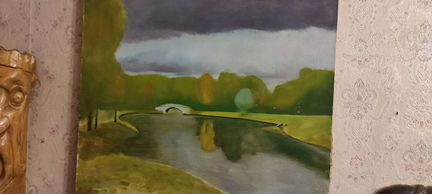 Картина маслом на холсте пейзаж, натюрморт