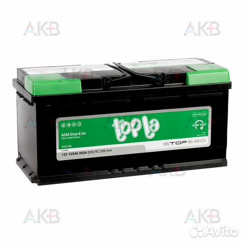 Аккумулятор автомобильный Topla AGM Stop-n-Go 105R