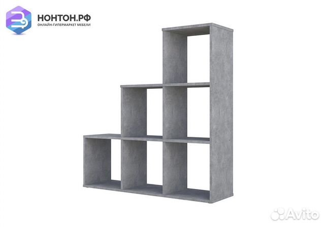 Стеллаж каскадный Polini home Smart 6 секций бетон