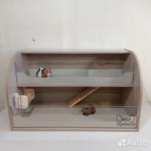 Клетка для морских свинок 100х50х60, ясень, круг1