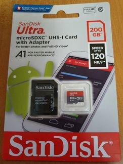 Новая USA SanDisk 200GB Ultra microsdxc uhsi 120Mb