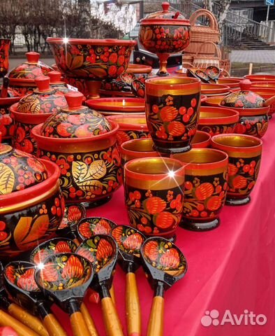 Посуда хохлома дерево