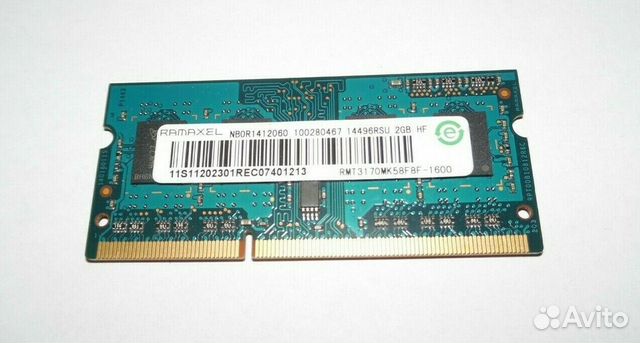 Память SO-dimm DDR3 2 Gb ramaxel 1600