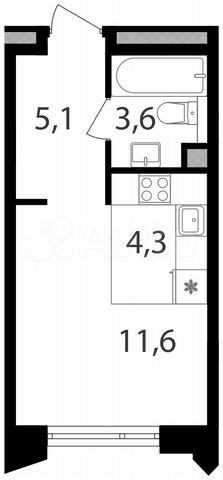 Квартира-студия, 24,6 м², 9/17 эт.