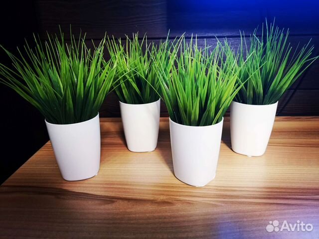 Искусственная зелень осока в гипсе декор лофт