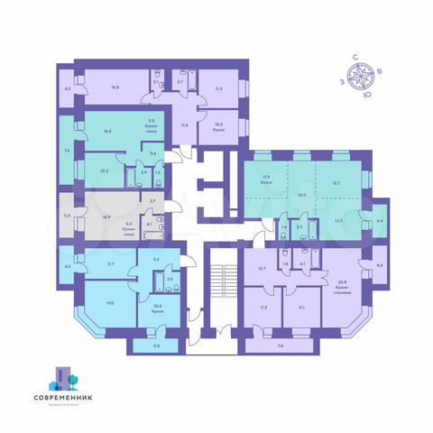 2-к. квартира, 70,2 м², 4/14 эт.