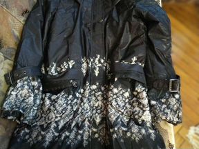 Пальто чёрное с отделкой черно-белой 46 размера