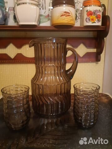 Советский набор посуды (темное стекло)